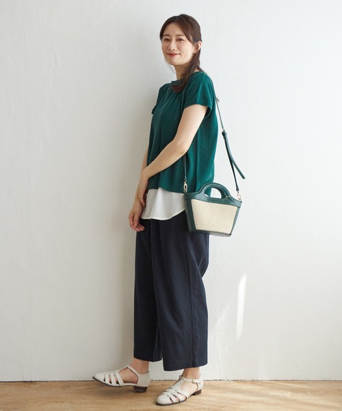 ikka（イッカ）の「【2点セット】半袖ドルマンニットアンサンブル（アンサンブル・レディース・エメラルド/ブラック/ベージュ・S/M/L）」の18枚目の写真