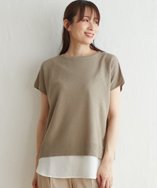 ikka（イッカ）の「【2点セット】半袖ドルマンニットアンサンブル（アンサンブル・レディース・エメラルド/ブラック/ベージュ・S/M/L）」の19枚目の写真