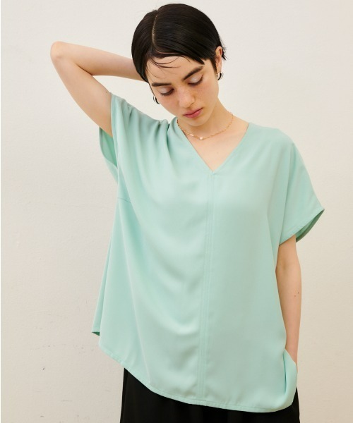 manana suerte(マニャーナスエルテ)の「カラーVネックトップス(Tシャツ/カットソー・レディース・パープル/ブラック/ミント・FREE)」の1枚目の写真
