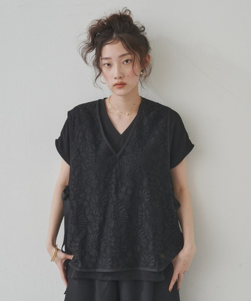 manana suerte(マニャーナスエルテ)の「カラーVネックトップス(Tシャツ/カットソー・レディース・パープル/ブラック/ミント・FREE)」の13枚目の写真