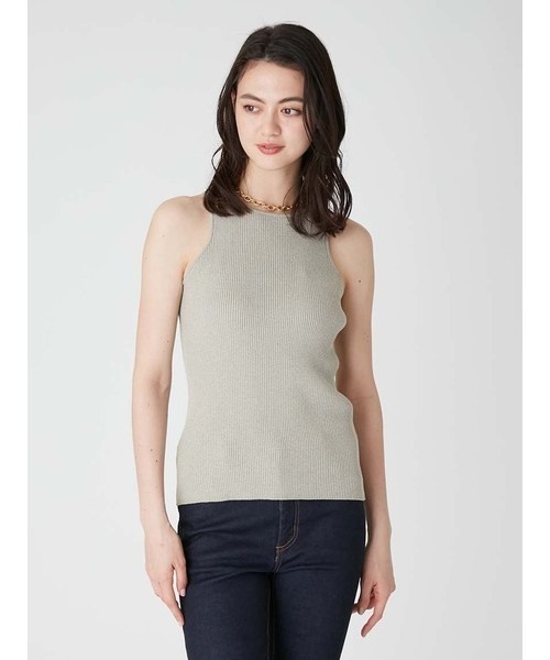 細リブアメスリニットトップス【ウォッシャブル/手洗い可能】