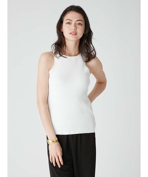 細リブアメスリニットトップス【ウォッシャブル/手洗い可能】