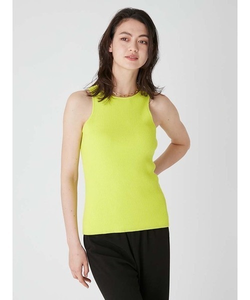 細リブアメスリニットトップス【ウォッシャブル/手洗い可能】