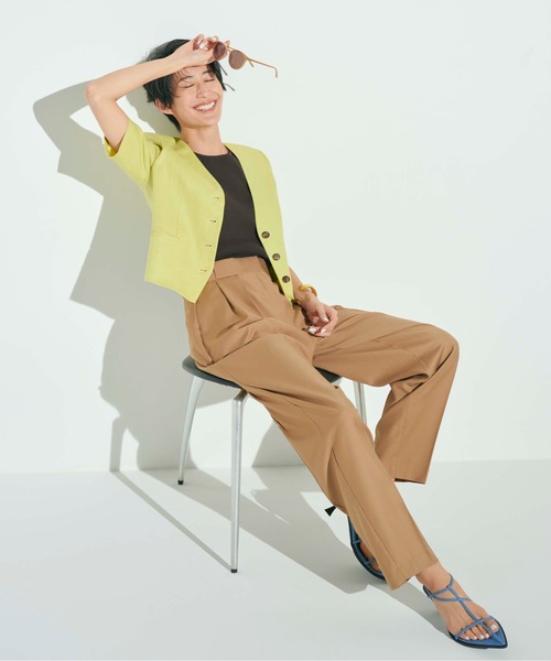 細リブアメスリニットトップス【ウォッシャブル/手洗い可能】