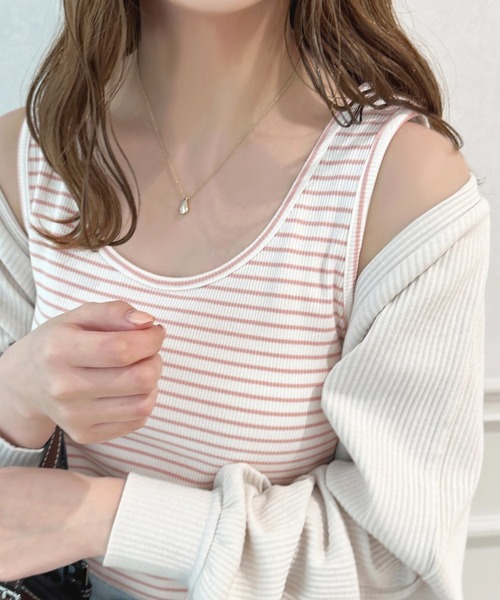 apres jour（アプレジュール）の「ボーダータンクインナー【ZOZOTOWN限定アイテム】（タンクトップ・レディース・ブラック系その他/ネイビー/ピンク系その他・フリー/X-LARGE）」の3枚目の写真