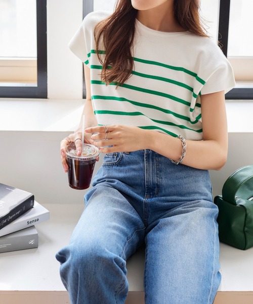 フレンチスリーブニットトップス（ニット/セーター）｜KOBE