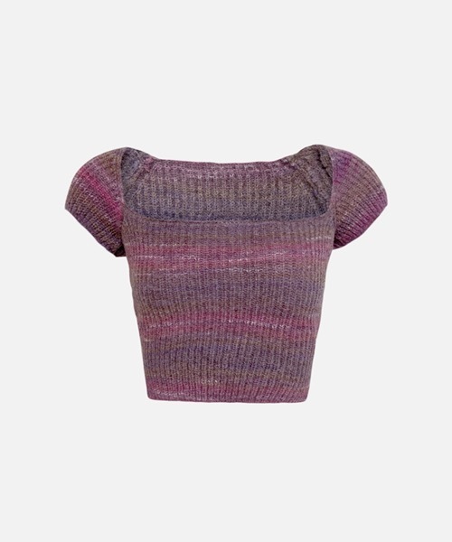 Cozy&Kitsch(コージーアンドキッチ)の「Cozy&Kitsch グラデーションバックリボンサマー半袖ニット(ニット/セーター・レディース・ブラウン/ピンク・FREE)」の4枚目の写真