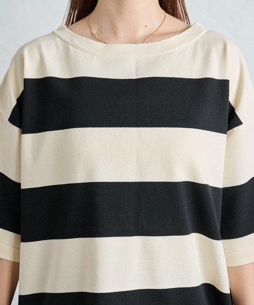 COLONY 2139（コロニートゥーワンスリーナイン）の「エステルヤーンワイドボーダーニットTシャツ（Tシャツ/カットソー・レディース・ネイビー/グリーン/ブラック・FREE）」の7枚目の写真