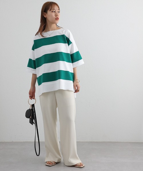 COLONY 2139（コロニートゥーワンスリーナイン）の「エステルヤーンワイドボーダーニットTシャツ（Tシャツ/カットソー・レディース・ネイビー/グリーン/ブラック・FREE）」の20枚目の写真