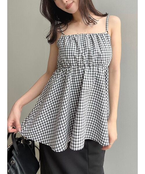 RESEXXY（リゼクシー）の「ペプラムキャミチュニック【セットアップ着用可能】（キャミソール・レディース・ブラック/アイボリー/オレンジ・FREE）」の3枚目の写真