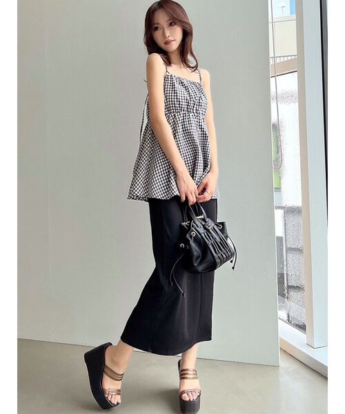 RESEXXY（リゼクシー）の「ペプラムキャミチュニック【セットアップ着用可能】（キャミソール・レディース・ブラック/アイボリー/オレンジ・FREE）」の4枚目の写真