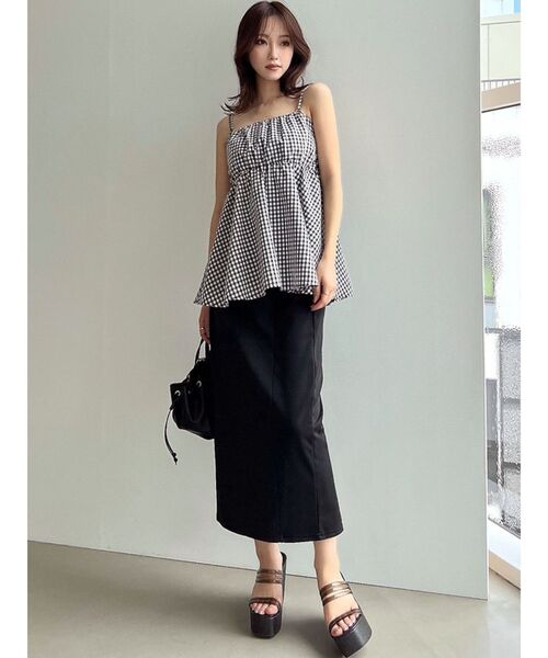 RESEXXY（リゼクシー）の「ペプラムキャミチュニック【セットアップ着用可能】（キャミソール・レディース・ブラック/アイボリー/オレンジ・FREE）」の8枚目の写真