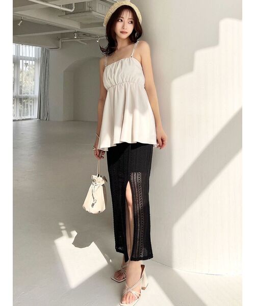 RESEXXY（リゼクシー）の「ペプラムキャミチュニック【セットアップ着用可能】（キャミソール・レディース・ブラック/アイボリー/オレンジ・FREE）」の9枚目の写真