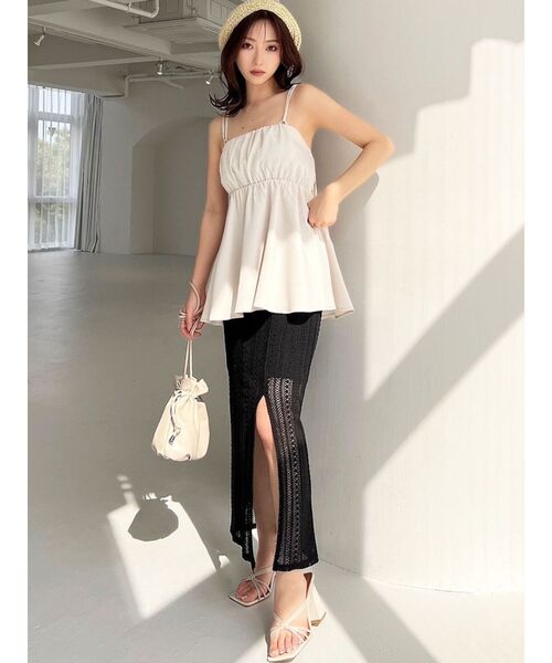 RESEXXY（リゼクシー）の「ペプラムキャミチュニック【セットアップ着用可能】（キャミソール・レディース・ブラック/アイボリー/オレンジ・FREE）」の13枚目の写真