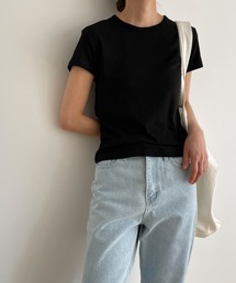 CANAL JEAN | El mar(エルマール) クルーネック袖ステッチコンパクトTシャツ(Tシャツ/カットソー)