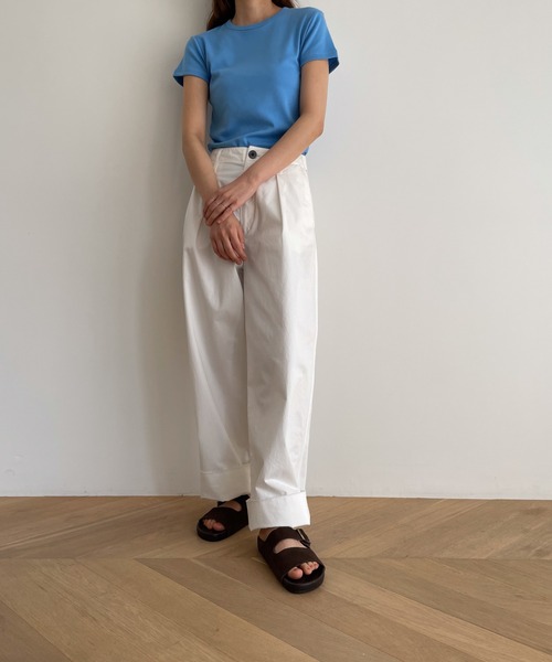 CANAL JEAN(キャナルジーン)の「El mar(エルマール) クルーネック袖ステッチコンパクトTシャツ(Tシャツ/カットソー・レディース・ホワイト/ブラック/ブルー・ONE SIZE)」の13枚目の写真