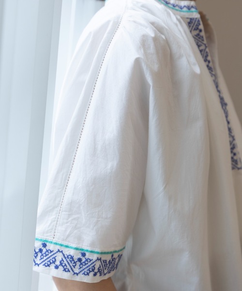 SET]インド製コットン刺繍ギャザーワンピース+インド製コットン