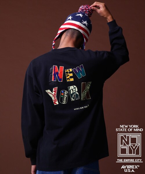 AVIREX（アヴィレックス）の「L/S T-SHIRT NEWYORK SIMBOL / 長袖 Tシャツ ニューヨーク シンボル / AVIREX / アヴィレックス（Tシャツ/カットソー・メンズ・ブラック/オレンジ/ホワイト・MEDIUM/LARGE/X-LARGE/XX-LARGE）」の4枚目の写真