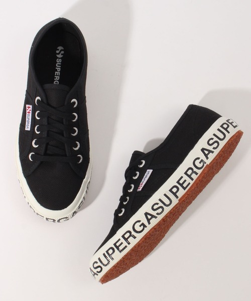 SUPERGA（スペルガ）の「【SUPERGA/スペルガ】 レタリング コットンキャンバス スニーカー/ローカット（スニーカー・レディース・ブラック/ホワイト・22.5cm/23.5cm/24.5cm/23.0cm/24.0cm/25.0cm）」の2枚目の写真