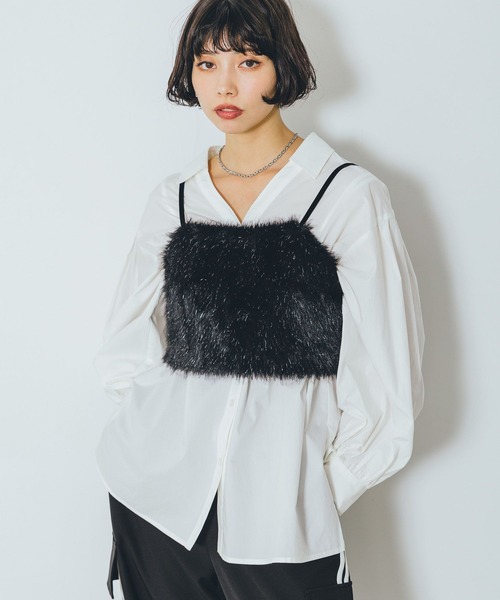PAGEBOY(ページボーイ)の「ドロップカラーブラウス(シャツ/ブラウス・レディース・ブラウン/ブラック/オフホワイト・FREE)」の1枚目の写真