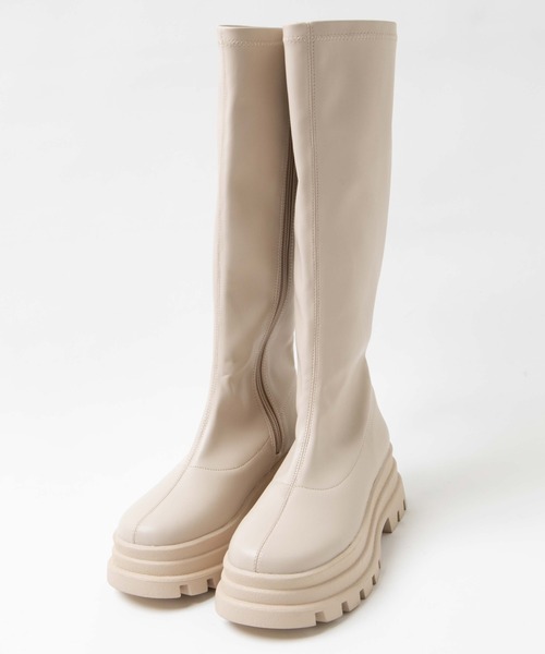 WEGO(ウィゴー)の「WEGO/ボリュームロングブーツ(ブーツ・レディース・ブラック/オフホワイト・MEDIUM/LARGE)」の4枚目の写真