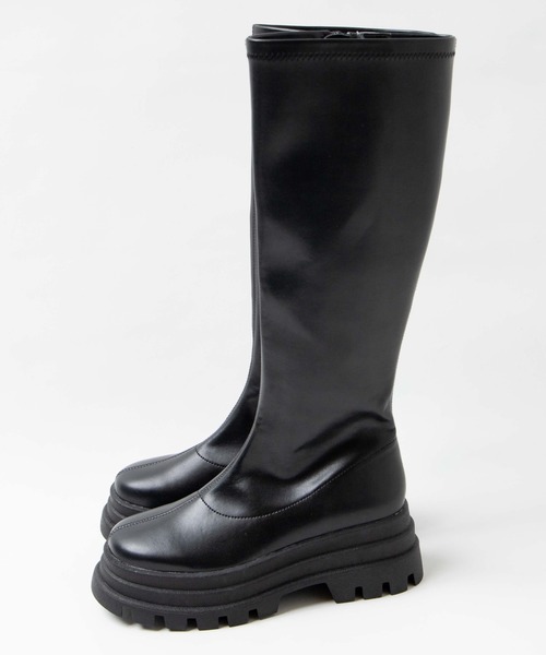 WEGO(ウィゴー)の「WEGO/ボリュームロングブーツ(ブーツ・レディース・ブラック/オフホワイト・MEDIUM/LARGE)」の6枚目の写真