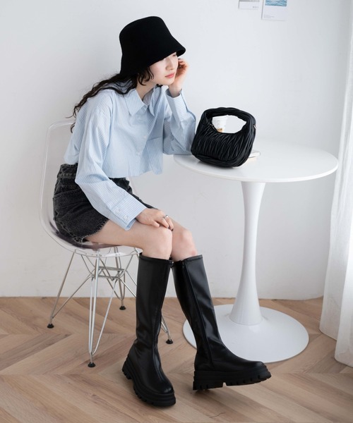 WEGO(ウィゴー)の「WEGO/ボリュームロングブーツ(ブーツ・レディース・ブラック/オフホワイト・MEDIUM/LARGE)」の16枚目の写真