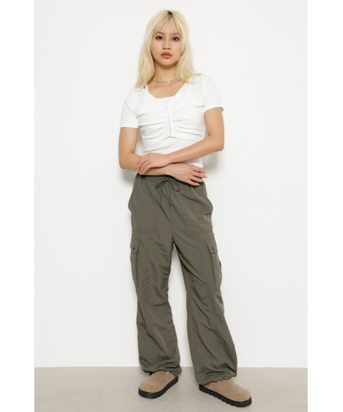 LAGUA GEM(ラグアジェム)の「CAMI SET CUT トップス(Tシャツ/カットソー・レディース・ホワイト/ブラック/杢グレー・FREE)」の4枚目の写真