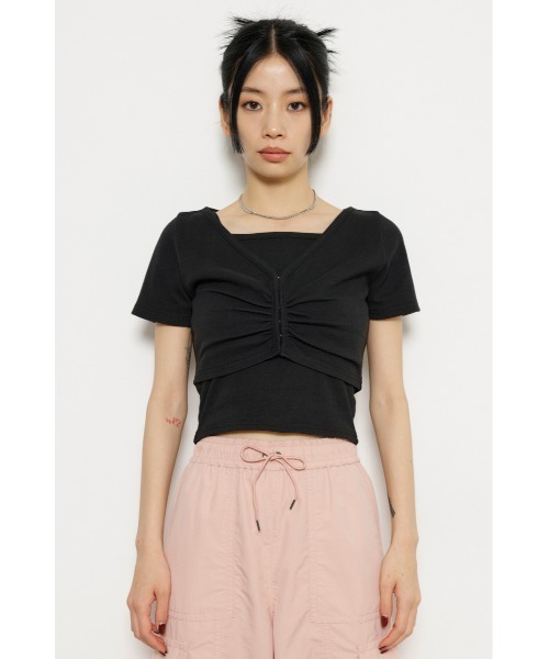 LAGUA GEM(ラグアジェム)の「CAMI SET CUT トップス(Tシャツ/カットソー・レディース・ホワイト/ブラック/杢グレー・FREE)」の7枚目の写真