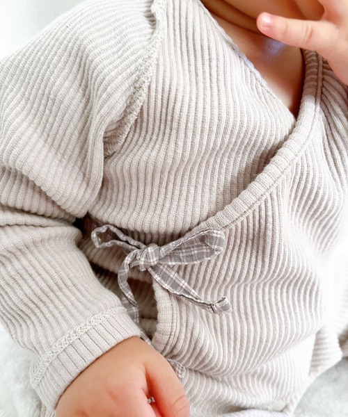 MAKE YOUR DAY（メイクユアデイ）の「無地リブコンビオール（ロンパース・キッズ・グレー/ピンク/アイボリー/イエロー・50-60㎝/70-80cm）」の16枚目の写真