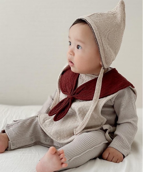 MAKE YOUR DAY（メイクユアデイ）の「無地リブコンビオール（ロンパース・キッズ・グレー/ピンク/アイボリー/イエロー・50-60㎝/70-80cm）」の22枚目の写真