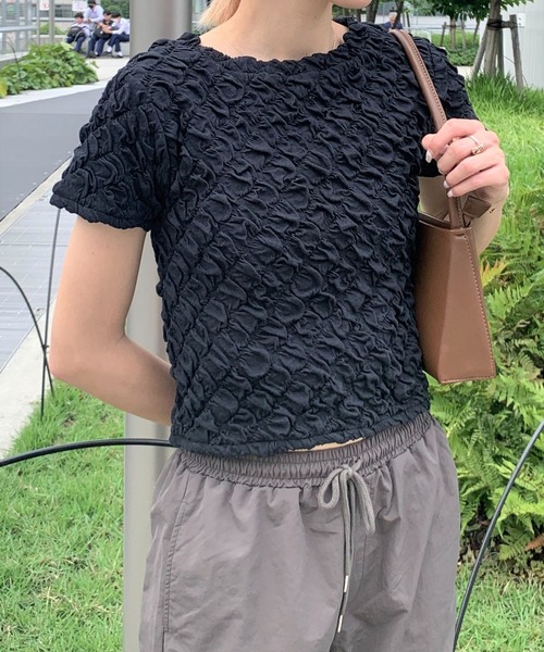 3.3 Field Trip (3.3フィールドトリップ)の「3.3 Field Trip/シャーリングT 2969746(Tシャツ/カットソー・レディース・ブルー/ブラック/ホワイト・FREE)」の1枚目の写真