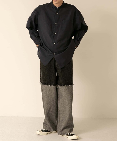 SENSE OF PLACE by URBAN RESEARCH（センスオブプレイスバイアーバンリサーチ）の「デニムフリンジワイドパンツ（デニムパンツ・メンズ・ライトインディゴブルー/ブラック・MEDIUM/LARGE）」の3枚目の写真