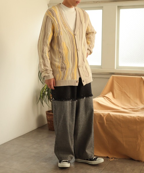 SENSE OF PLACE by URBAN RESEARCH（センスオブプレイスバイアーバンリサーチ）の「デニムフリンジワイドパンツ（デニムパンツ・メンズ・ライトインディゴブルー/ブラック・MEDIUM/LARGE）」の6枚目の写真