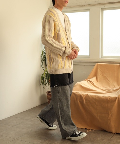 SENSE OF PLACE by URBAN RESEARCH（センスオブプレイスバイアーバンリサーチ）の「デニムフリンジワイドパンツ（デニムパンツ・メンズ・ライトインディゴブルー/ブラック・MEDIUM/LARGE）」の7枚目の写真