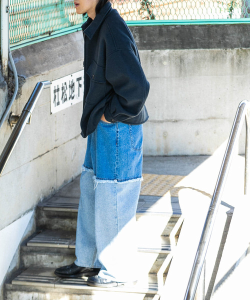SENSE OF PLACE by URBAN RESEARCH（センスオブプレイスバイアーバンリサーチ）の「デニムフリンジワイドパンツ（デニムパンツ・メンズ・ライトインディゴブルー/ブラック・MEDIUM/LARGE）」の13枚目の写真