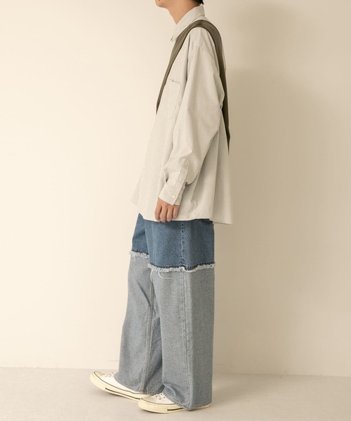 SENSE OF PLACE by URBAN RESEARCH（センスオブプレイスバイアーバンリサーチ）の「デニムフリンジワイドパンツ（デニムパンツ・メンズ・ライトインディゴブルー/ブラック・MEDIUM/LARGE）」の16枚目の写真