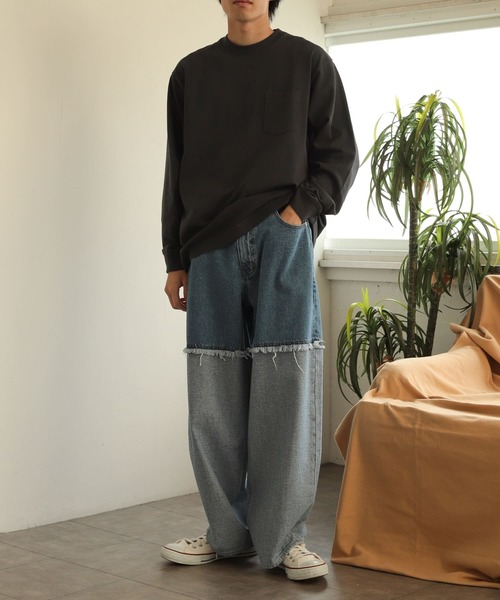 SENSE OF PLACE by URBAN RESEARCH（センスオブプレイスバイアーバンリサーチ）の「デニムフリンジワイドパンツ（デニムパンツ・メンズ・ライトインディゴブルー/ブラック・MEDIUM/LARGE）」の18枚目の写真