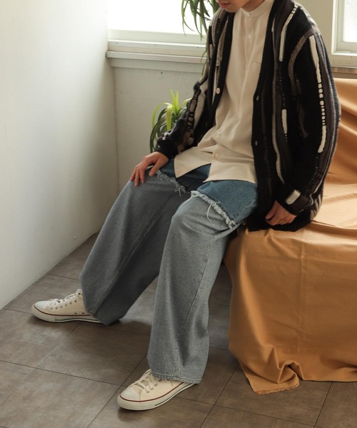 SENSE OF PLACE by URBAN RESEARCH（センスオブプレイスバイアーバンリサーチ）の「デニムフリンジワイドパンツ（デニムパンツ・メンズ・ライトインディゴブルー/ブラック・MEDIUM/LARGE）」の20枚目の写真