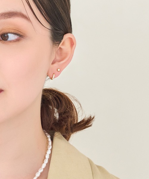 Phoebe（フィービィー）の「【金属アレルギー対応】ワンタッチビジューフープミニピアス/サージカルステンレス/ジェンダーレス（ピアス（両耳用）・レディース・シルバー/イエローゴールド/ピンクゴールド・FREE）」の21枚目の写真