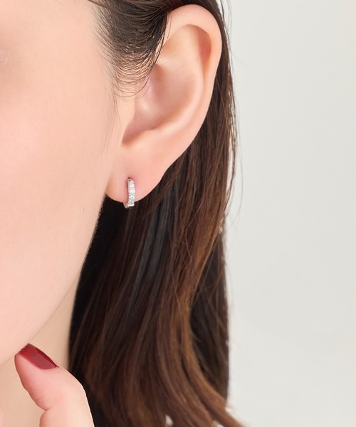 金属アレルギー対応】ワンタッチビジューフープミニピアス