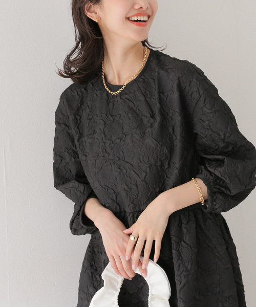 Torrazzo Donna(トラッゾドンナ)の「【TORRAZZO DONNA/トラッゾドンナ】Jacquard Flare Silhouette:ワンピース(ワンピース・レディース・ブラック・FREE)」の2枚目の写真