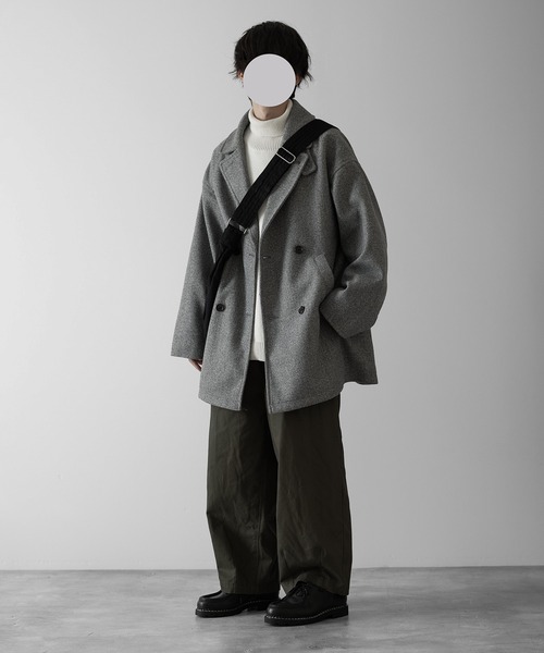 【RUUBON】 メランジ メルトン Pコート　チャコールグレーMサイズ RUUBON pコート ピーコート 「RUUBON」melange melton P-coat