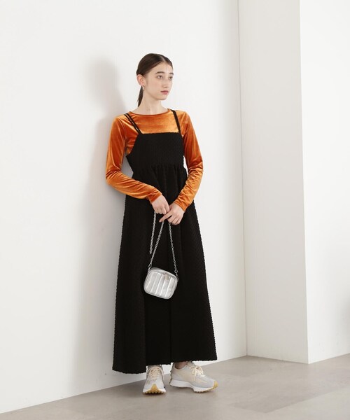 N.（N. Natural Beauty Basic）（エヌエヌナチュラルビューティーベーシック）の「スクエアジャガードボリュームキャミワンピース（ワンピース・レディース・ホワイト/ブラック・MEDIUM）」の17枚目の写真