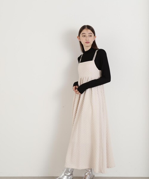 N.（N. Natural Beauty Basic）（エヌエヌナチュラルビューティーベーシック）の「スクエアジャガードボリュームキャミワンピース（ワンピース・レディース・ホワイト/ブラック・MEDIUM）」の19枚目の写真