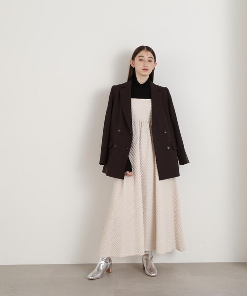 N.（N. Natural Beauty Basic）（エヌエヌナチュラルビューティーベーシック）の「スクエアジャガードボリュームキャミワンピース（ワンピース・レディース・ホワイト/ブラック・MEDIUM）」の11枚目の写真