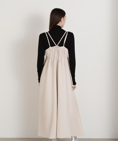 N.（N. Natural Beauty Basic）（エヌエヌナチュラルビューティーベーシック）の「スクエアジャガードボリュームキャミワンピース（ワンピース・レディース・ホワイト/ブラック・MEDIUM）」の14枚目の写真