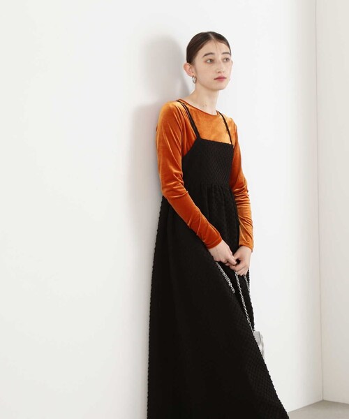 N.（N. Natural Beauty Basic）（エヌエヌナチュラルビューティーベーシック）の「スクエアジャガードボリュームキャミワンピース（ワンピース・レディース・ホワイト/ブラック・MEDIUM）」の12枚目の写真