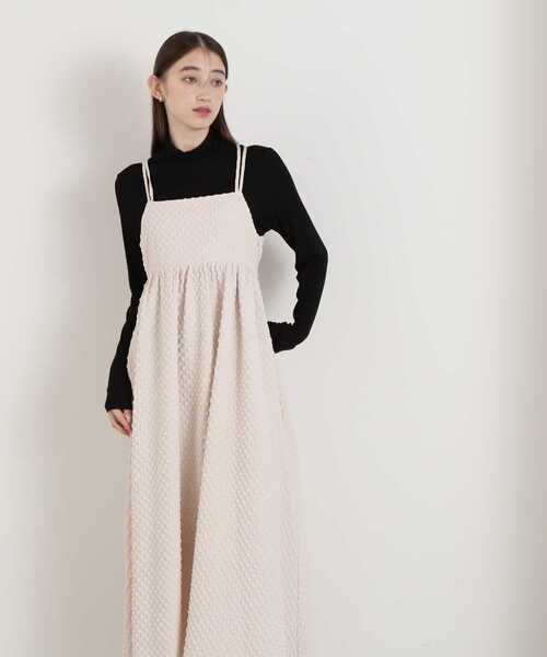 N.（N. Natural Beauty Basic）（エヌエヌナチュラルビューティーベーシック）の「スクエアジャガードボリュームキャミワンピース（ワンピース・レディース・ホワイト/ブラック・MEDIUM）」の15枚目の写真