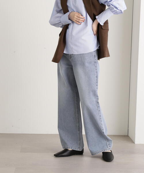 N.(N. Natural Beauty Basic)(エヌエヌナチュラルビューティーベーシック)の「【S Size Line】◆ワイドデニムパンツ(デニムパンツ・レディース・ネイビー/ブルー・SMALL/MEDIUM)」の4枚目の写真